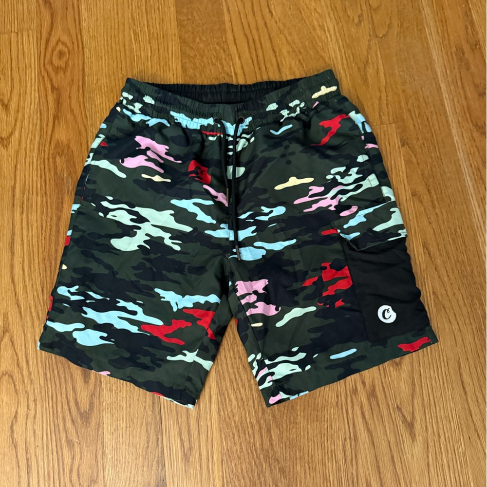 Camo Swim Shorts with Multicolor Accents
